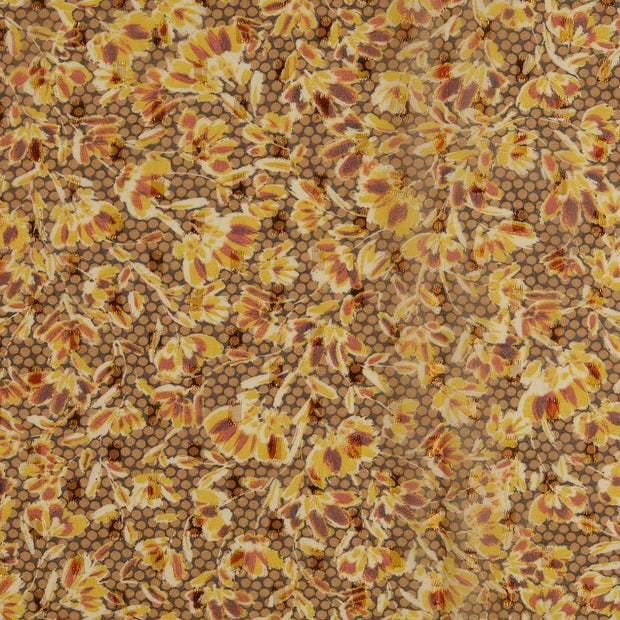 Chiffon fabric Flowers Oker