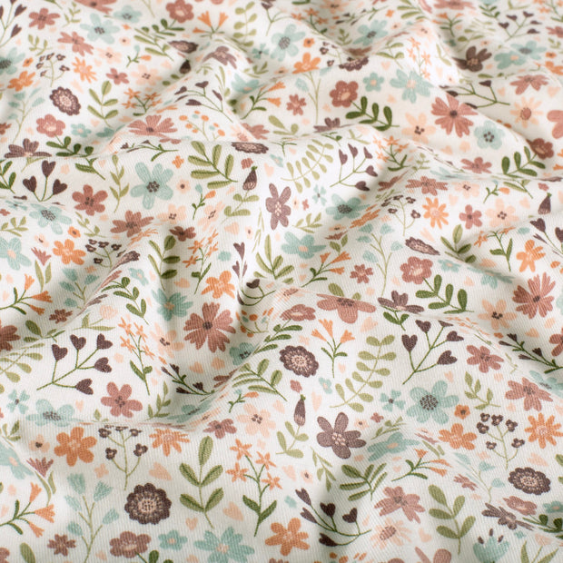 Jersey fabric Flowers Off White