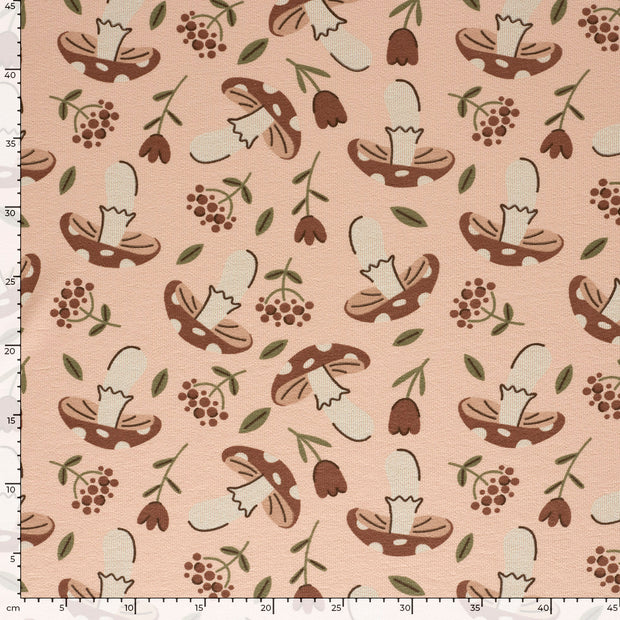 Terry Crêpe tissu champignons Nude