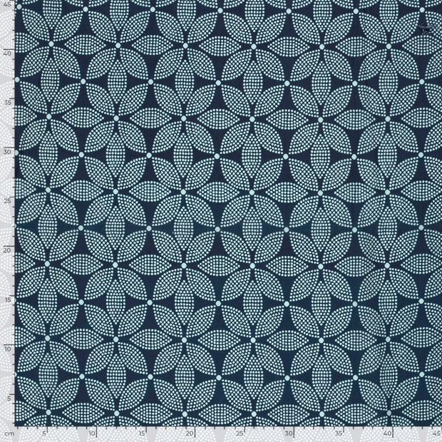 Voile fabrik Blumen Indigoblau