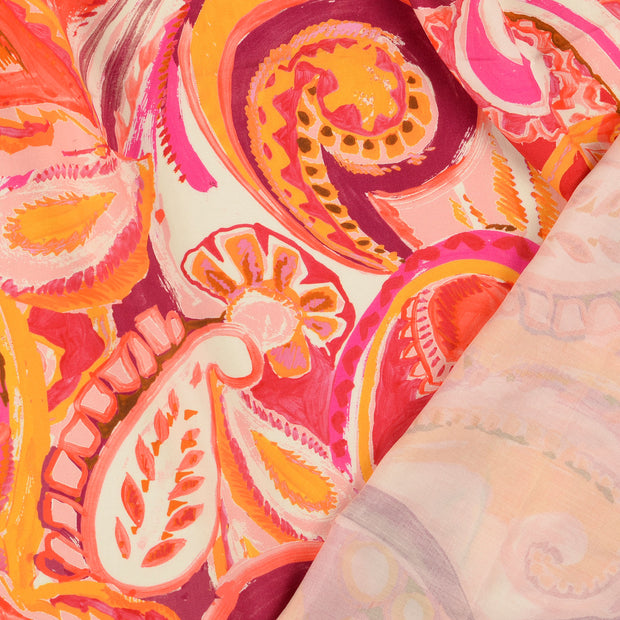 Viscose Poplin fabrik Rosa digital bedruckt 