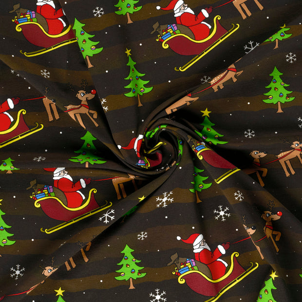 French Terry fabric Brown printed 