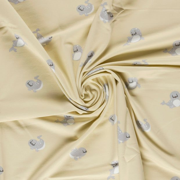 French Terry fabric Beige printed 