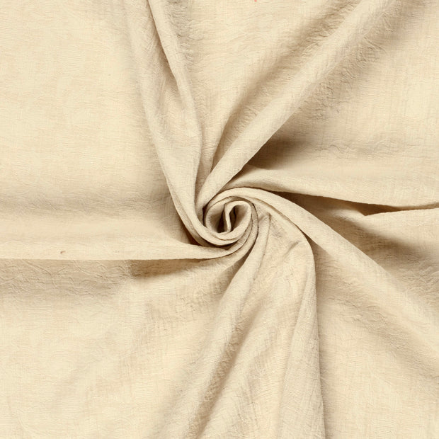Coton Lin en Chaine et Trame tissu Beige brodé 