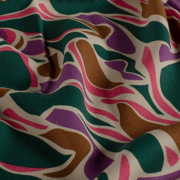 Satin fabric Abstract Navy