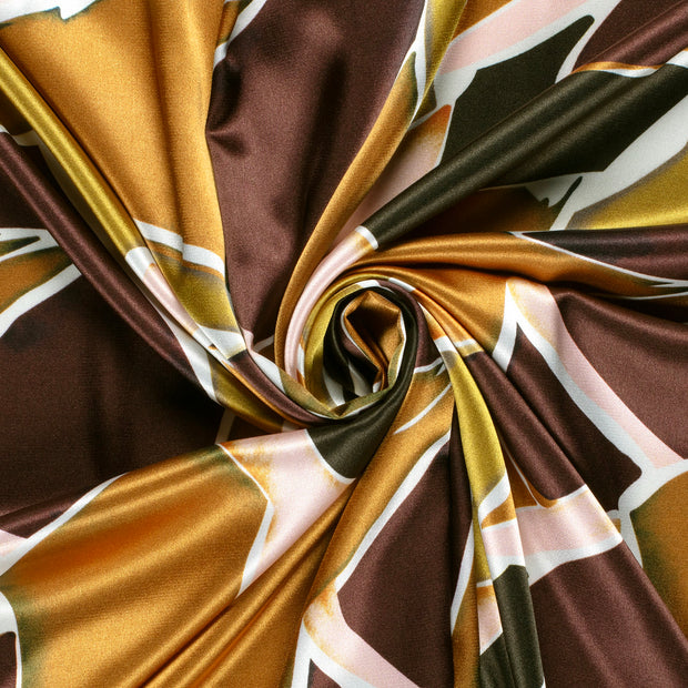 Satin fabric Abstract Dark Brown