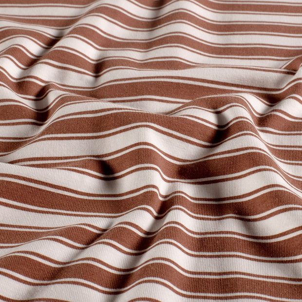 Jersey tissu rayures Vieux rose