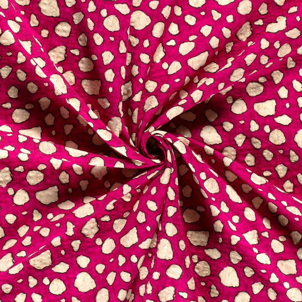 Viscosa Algodón Tejido tela Fucsia slub estampado 