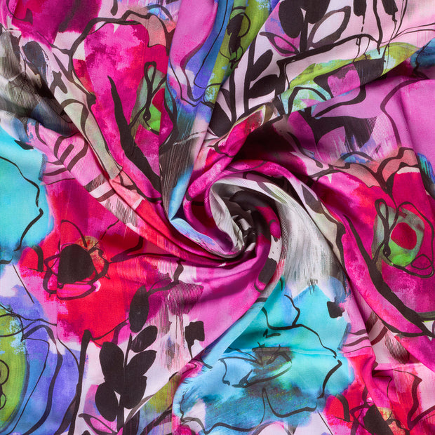 Viscose Satin fabric Salmon digital printed 