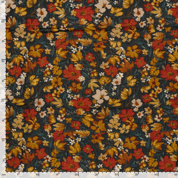 Viscose Nylon Ottoman tela Flores Ladrillo