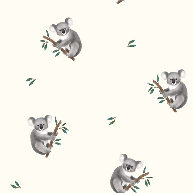Baumwolle Jersey GOTS fabrik Koala Wollweiß