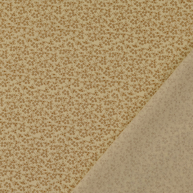 Cotton Poplin fabric Beige printed 