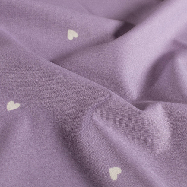 Popeline de Coton tissu cœurs Lilas