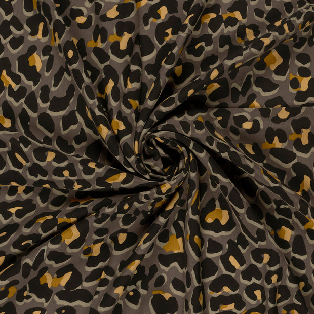 Viscosa Poplin tela Gris estampado 
