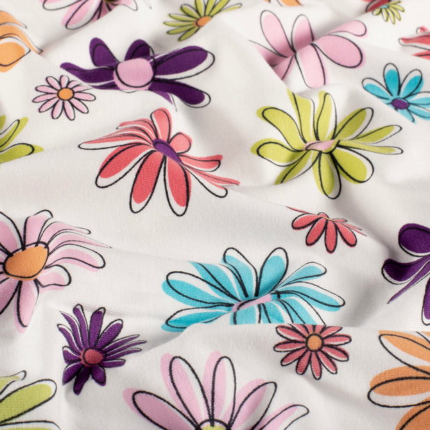 Jersey fabric Flowers Off White