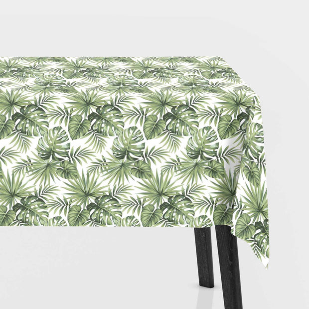 Toile Cirée tissu Feuilles Blanc optique