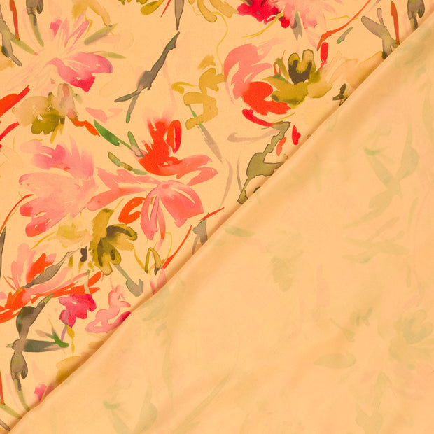 Viscose Satin fabric Flowers digital printed 