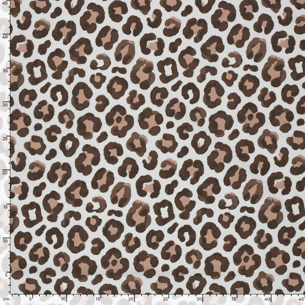 French Terry GOTS organic fabric Leopards Dark Green