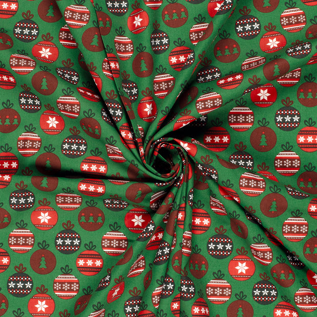Cotton Poplin fabric Green printed 