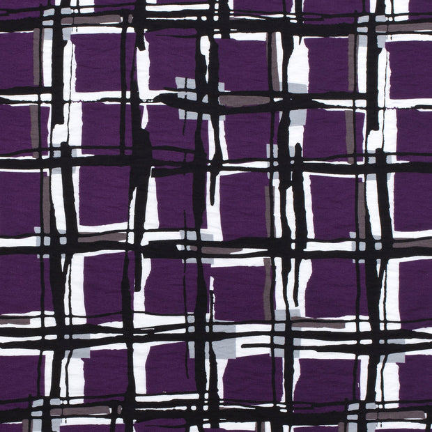 Viscose Nylon Crepe fabric Checks Magenta