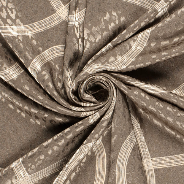 Satin Jacquard fabric Panther Taupe Grey