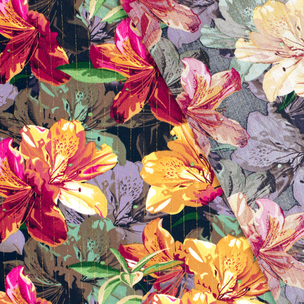 Borken Crepe fabrik Blumen lurex bedruckt 