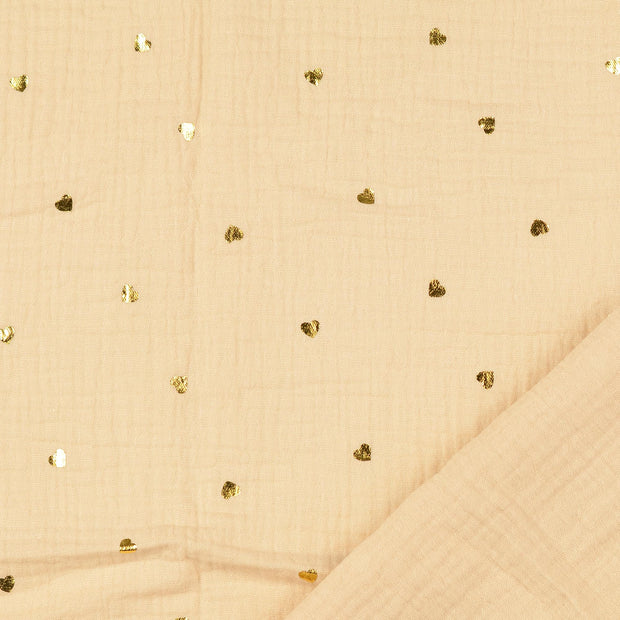 Muslin fabric Hearts printed 