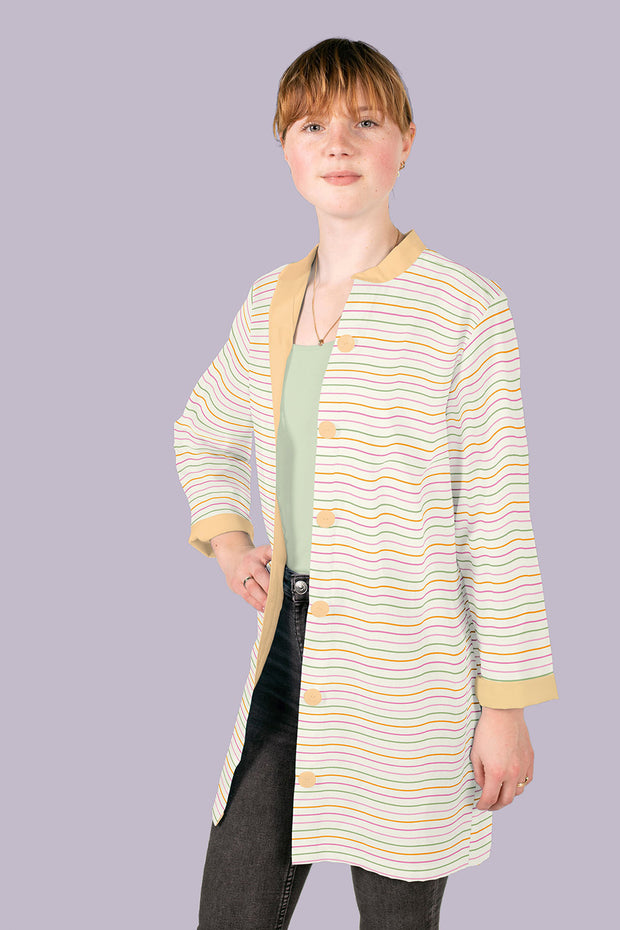 Algodón Popelina tela Rayas Blanco roto