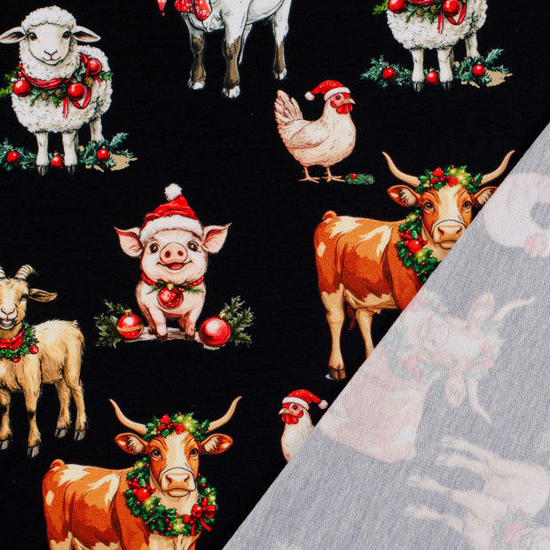 French Terry fabric Black digital printed 