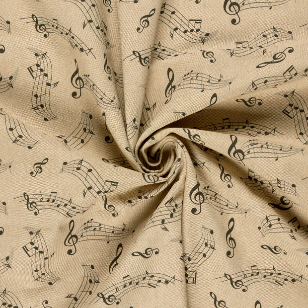 Linen Look fabric Beige digital printed 