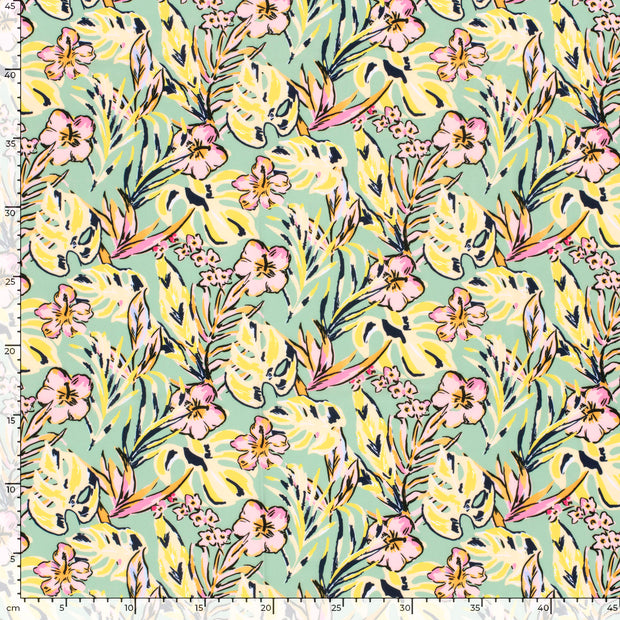 Swimwear Jersey UPF50 Recycled tissu fleurs Jaune