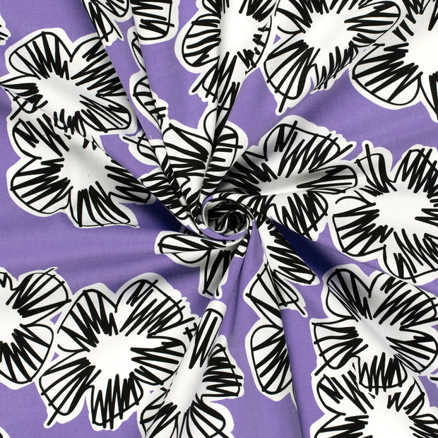 Satin de coton tissu Pourpre imprimé 