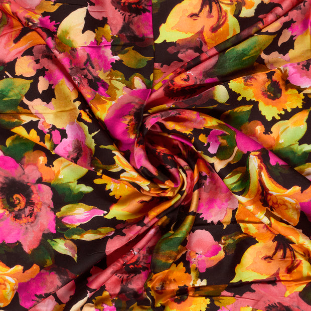 Viscose Satin fabric Coral digital printed 