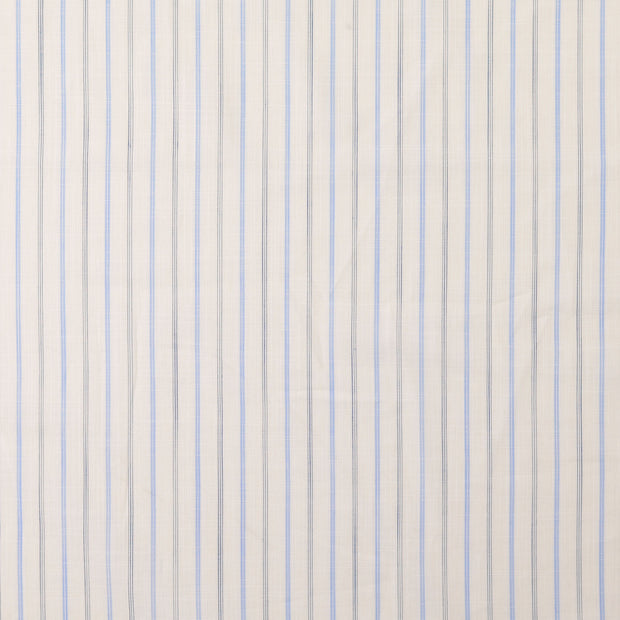 Popeline de Coton tissu rayures Bleu ciel
