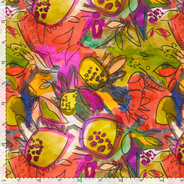 Viscose Poplin fabric Abstract Lime Green