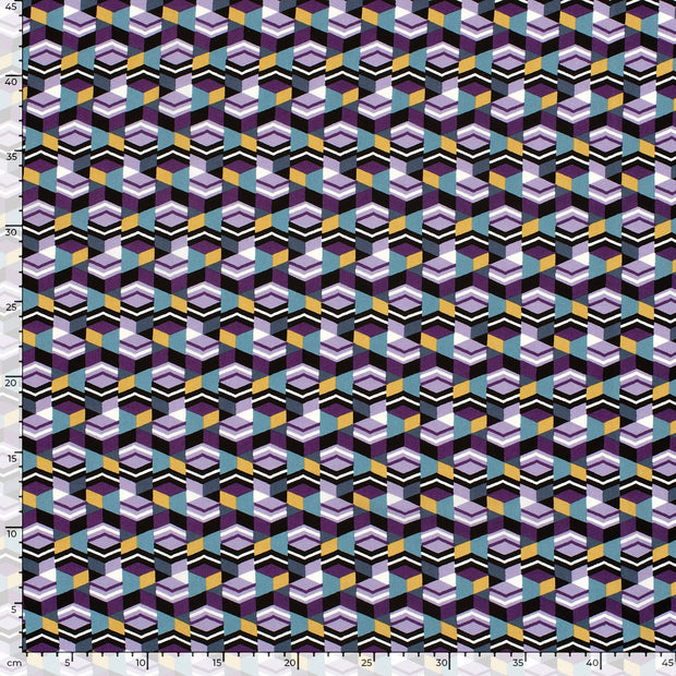 Viscose Poplin fabric Abstract Purple