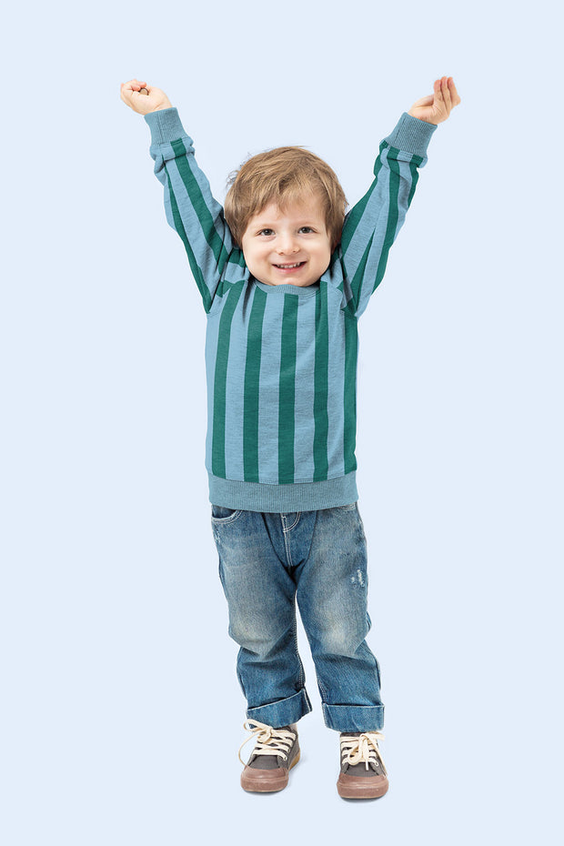 French Terry stof Strepen Babyblauw