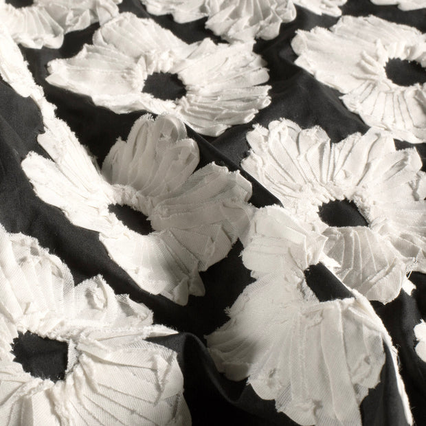Cotton Poplin fabric Flowers Black