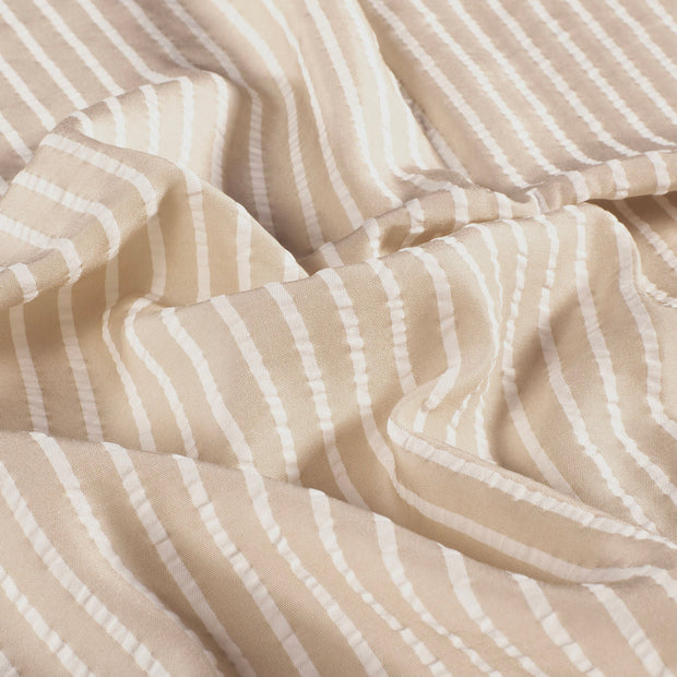 Seersucker stof Strepen Beige