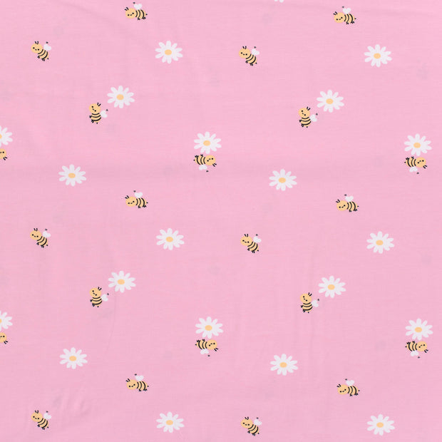 Jersey de Coton tissu Rose doux 