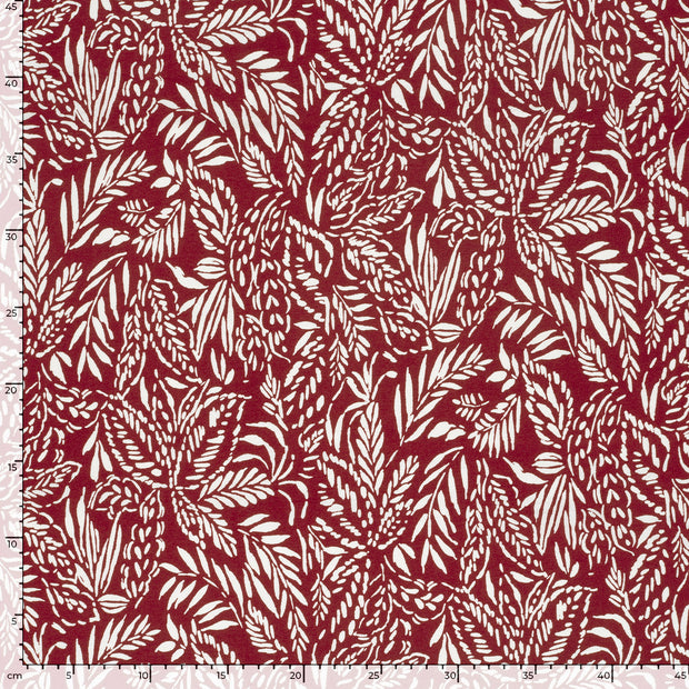 Viscose Nylon Crepe tela Hojas Burdeos