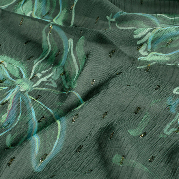 Chiffon fabric Glitter Petrol