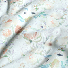 digital printed Flowers Beige