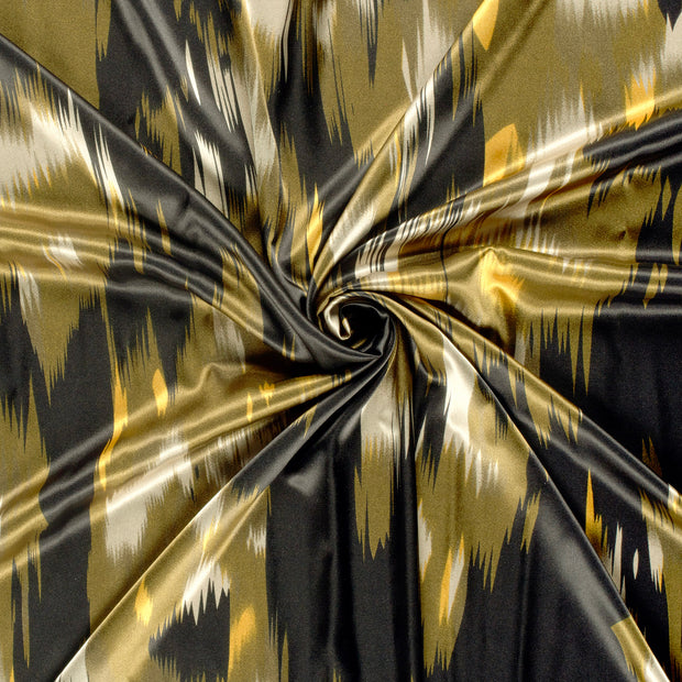 Satin tissu Noir imprimé 