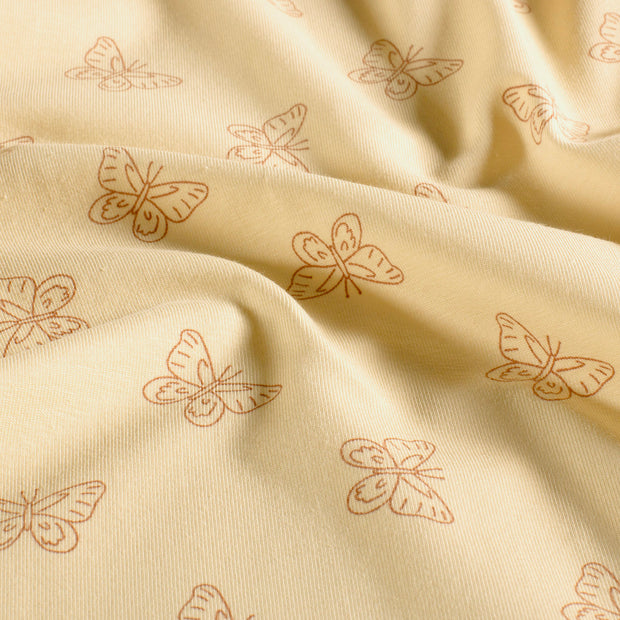 Jersey fabric Butterflies Beige