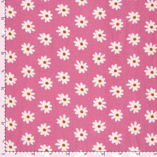 Musselin fabrik Blumen Rosa