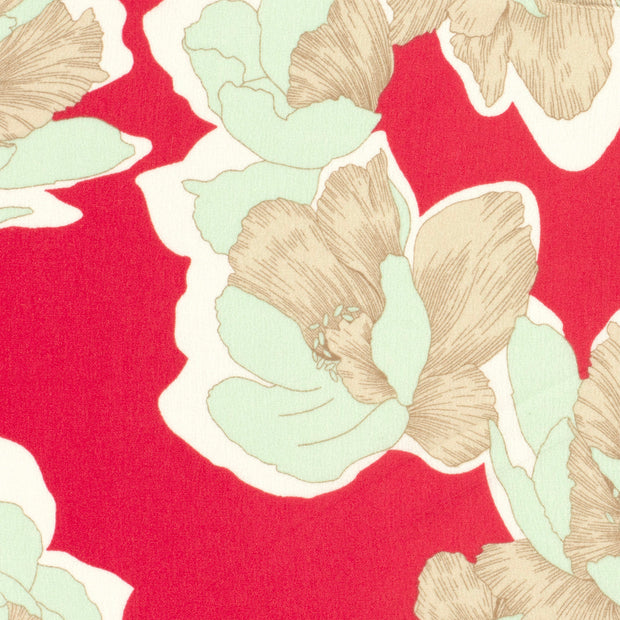 Borken Crepe stof Bloemen Donker rood