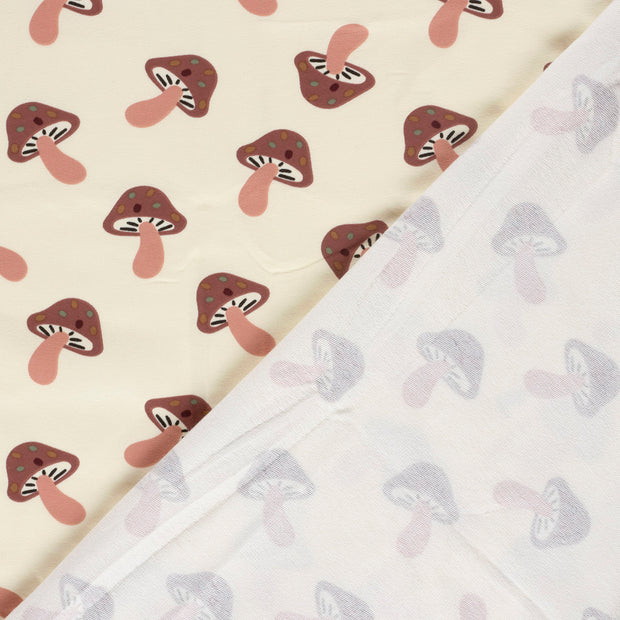 French Terry fabric Mushrooms brushed and digital printed 