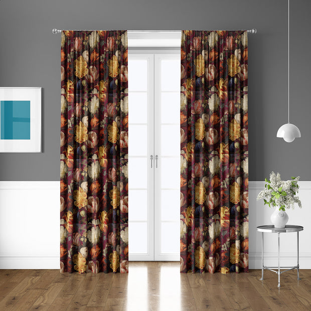 Velvet fabric Flowers Bordeaux