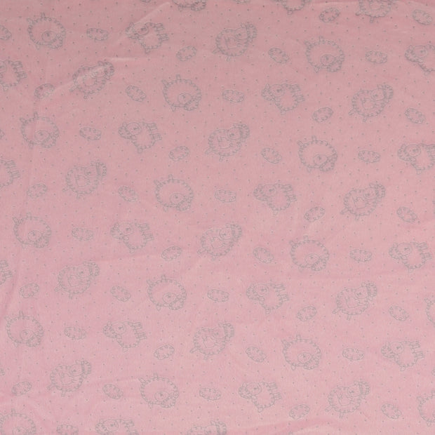 Nicky velours tela Ovejas Rosa